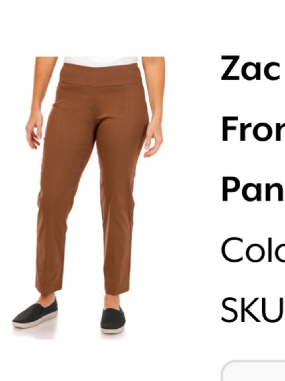NWT Zac & Rachel Petit Front Seam Pull on pants 8P